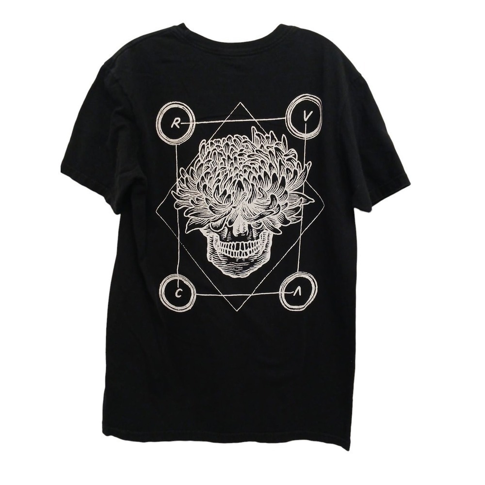 Rare RVCA Benjamin Jeanjean Opposites Skull T-Shirt Men's Sz L Black Rave Surf